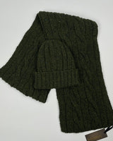 Bonnet côtelée et écharpe à torsade et en maille côtelée – Seaweed – Fisherman Out of Ireland