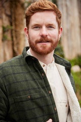 Chemise chaude doublée en flanelle de coton - Vert Forêt et Noir à carreaux - Lee Valley - détail poche