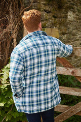 Chemise chaude doublée en flanelle de coton – Tartan Douglas Bleu - Lee Valley - sur modèle, dos