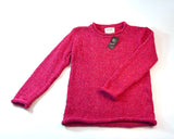 Pull Femme à col round et à bords roulotés – rose moucheté – Rossan Knitwear