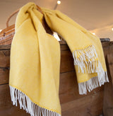 Couverture en laine mérinos et cachemire – jaune à chevrons - John Hanly