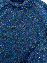 Pull à emmanchures marteau et à col roulotté - Denim - Fisherman Out of Ireland - détail