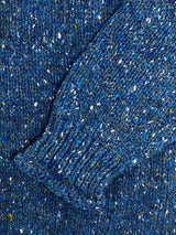 Pull à emmanchures marteau et à col roulotté - Denim - Fisherman Out of Ireland - détail poignet