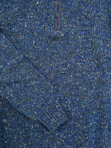 Pull col montant à fermeture éclair - Bleu denim - Fisherman Out of Ireland - détail