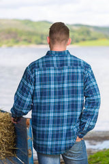 Chemise chaude doublée en flanelle de coton – Tartan Bleu - Lee Valley - dos