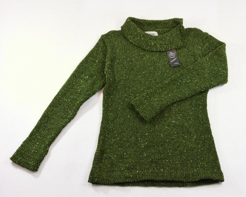 Pull à col bateau et bords à chevrons - Vert – Rossan Knitwear