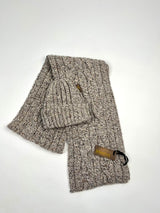 Echarpe à torsade et en maille côtelée et bonnet – Porridge – Fisherman Out of Ireland