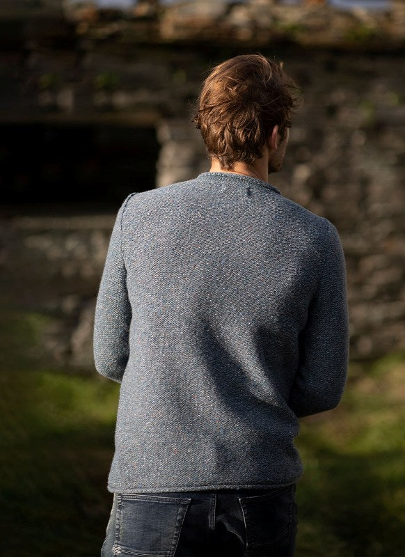Pull à col round et à bords roulottés – Blue Smoke – Fisherman Out of Ireland - dos