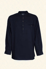 Chemise Grand-père en flanelle de coton - sergé bleu marine et noire - Lee Valley 