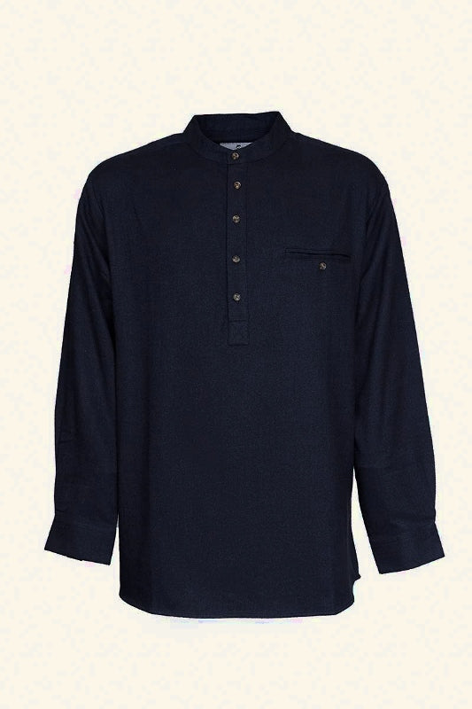 Chemise Grand-père en flanelle de coton - sergé bleu marine et noire - Lee Valley 