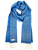 Echarpe en laine d’agneau mérinos – Bleu royal à chevrons – McNutt of Donegal