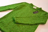 Pull Femme à col round et à bords roulotés – citron vert moucheté – Rossan Knitwear - détail