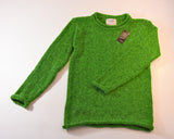 Pull Femme à col round et à bords roulotés – citron vert moucheté – Rossan Knitwear