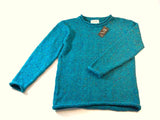 Pull Femme à col round et à bords roulotés – turquoise moucheté – Rossan Knitwear