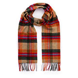 Echarpe en laine d'agneau - beige, orange, rouge et gris anthracite à carreaux - John Hanly