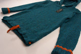 Pull à capuche – Bleu sarcelle et orange – Rossan Knitwear - détail