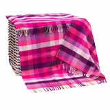 Couverture en laine mérinos et cachemire – rose, mauve et violet à chevrons diamant - John Hanly
