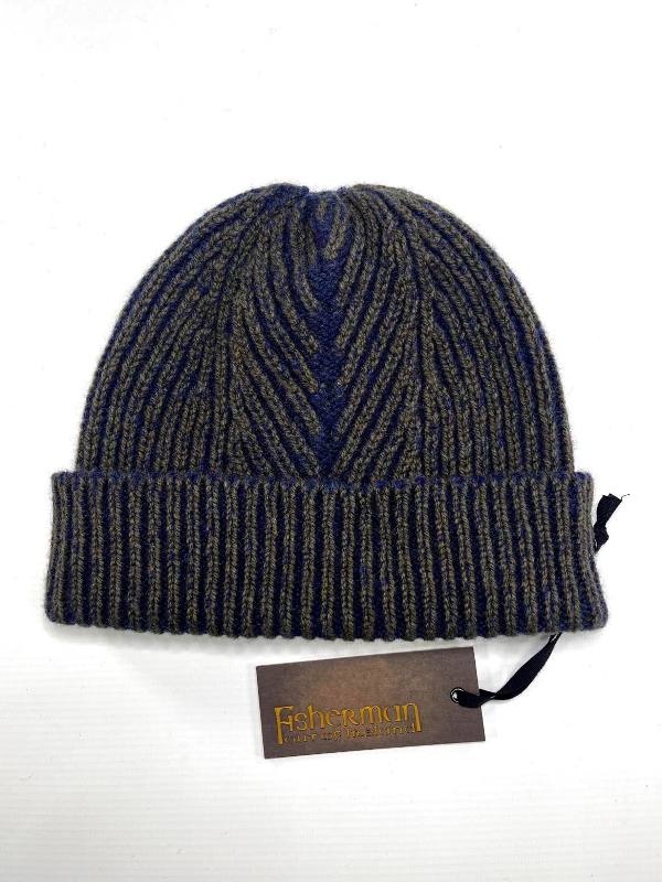Bonnet à Côtes Anglaises Bicolores et à Chevrons – Army – Fisherman Out of Ireland