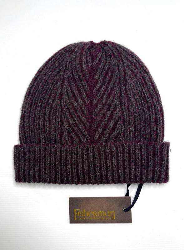 Bonnet à Côtes Anglaises Bicolores et à Chevrons – Cocoa – Fisherman Out of Ireland