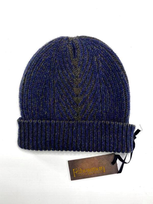 Bonnet à Côtes Anglaises Bicolores et à Chevrons – Indigo – Fisherman Out of Ireland