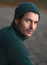 Bonnet à Côtes Anglaises Bicolores et à Chevrons – Emeraude et châtaigne – Fisherman Out of Ireland