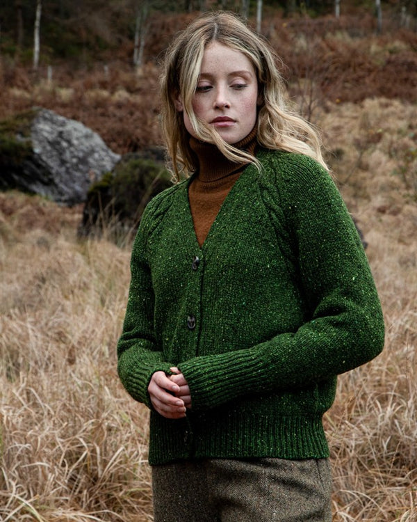 Gilet raglan et à torsades - Shamrock - Fisherman Out of Ireland - sur modèle