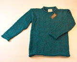 Pull à col round et à bords roulotés – turquoise foncé – Rossan Knitwear