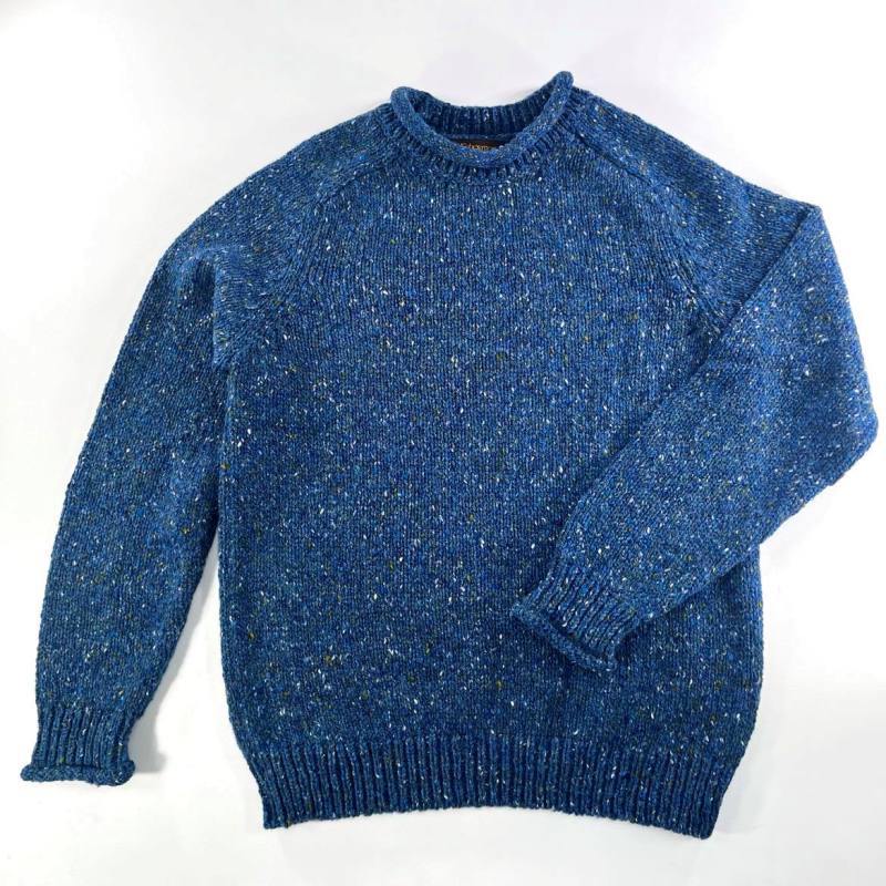 Pull à emmanchures marteau et à col roulotté - Denim - Fisherman Out of Ireland