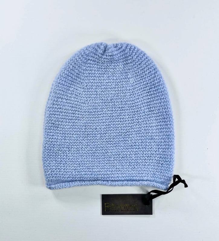 Bonnet Slouchy - bébé alpaga et laine – bleu myosotis – Fisherman Out of Ireland