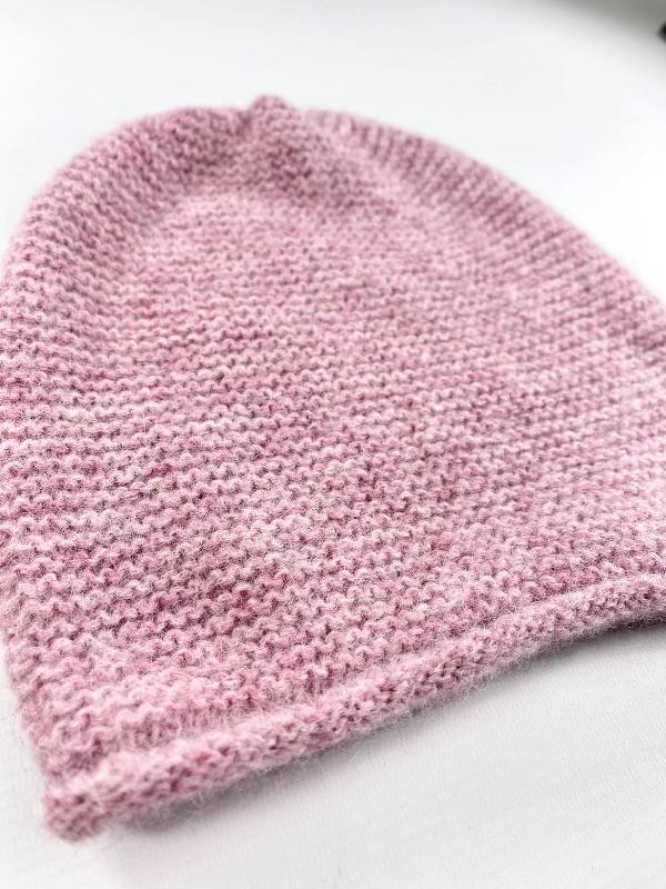 Bonnet Slouchy - bébé alpaga et laine – rose – Fisherman Out of Ireland - détail