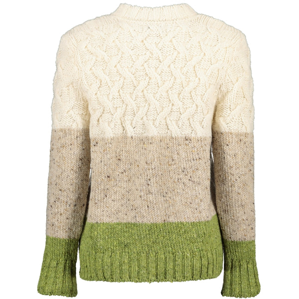 Pull à torsades et rayures – Blanc, Avoine et Citron Vert  – McConnell - dos