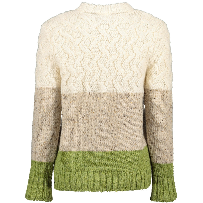 Pull à torsades et rayures – Blanc, Avoine et Citron Vert  – McConnell - dos