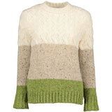 Pull à torsades et rayures – Blanc, Avoine et Citron Vert  – McConnell - devant