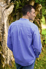Chemise Grand-père Vintage en coton - Rayures Bleues - Lee Valley - dos