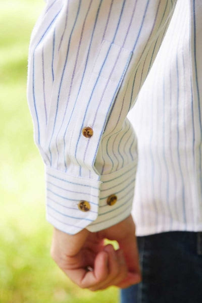 Chemise Vintage Perlis New Orleans Homme Taille L - Seersucker Rayures Jaunes - Preppy