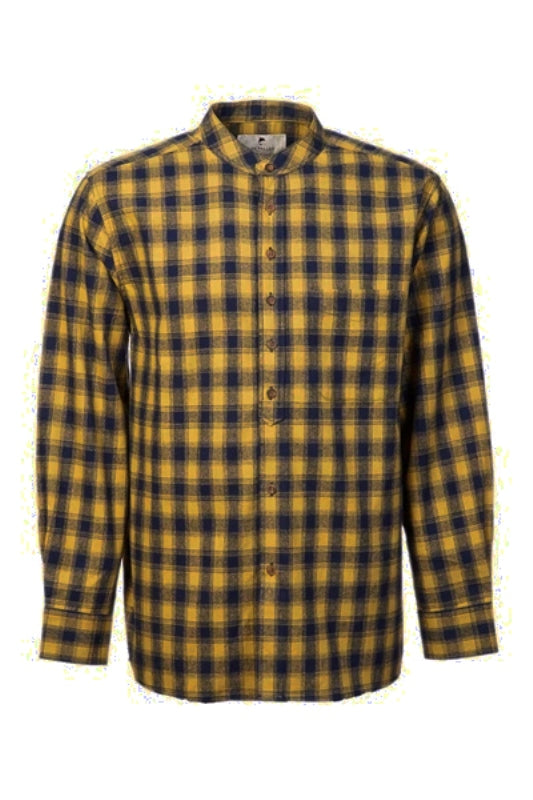 Chemise Grand-père Vintage en coton - Moutarde et Bleu Marine à Carreaux - Lee Valley - devant