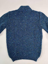 Pull col montant à fermeture éclair - Bleu denim - Fisherman Out of Ireland - dos