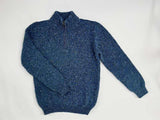 Pull col montant à fermeture éclair - Bleu denim - Fisherman Out of Ireland