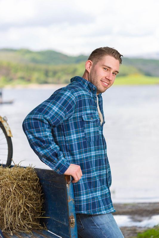 Chemise chaude doublée en flanelle de coton – Tartan Bleu - Lee Valley  - côté