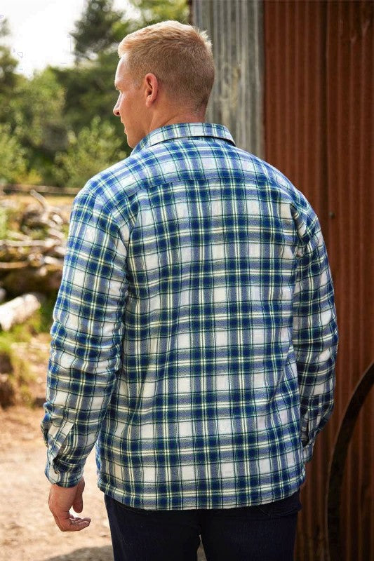 Chemise chaude doublée en flanelle de coton – Tartan Douglas Bleu - Lee Valley - dos