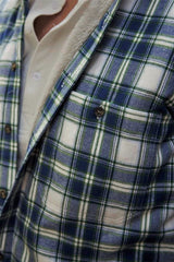 Chemise chaude doublée en flanelle de coton – Tartan Douglas Bleu - Lee Valley - poche devant