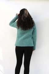 Pull à col roulé et évasé et à chevrons – Aqua – Rossan Knitwear - dos