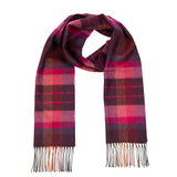 Echarpe fine mérinos – rose et bordeaux plaid – John Hanly