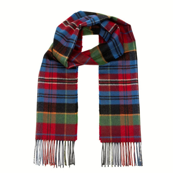 Echarpe fine mérinos – rouge, bleu et vert plaid – John Hanly