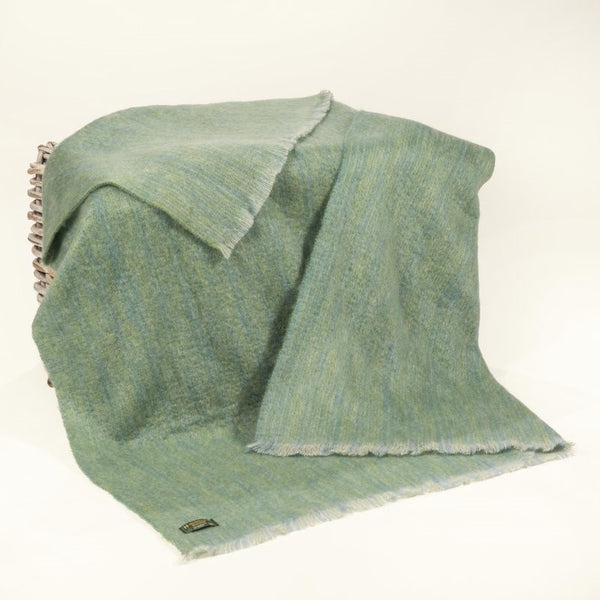 Couverture en Mohair - Vert clair et bleu - John Hanly