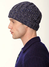 Bonnet en Maille Côtelée – Bleu Ardoise – Fisherman Out of Ireland - côté