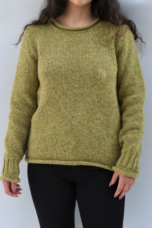 Pull alpaga à col round et à bords roulotés – Avocat – McConnell 