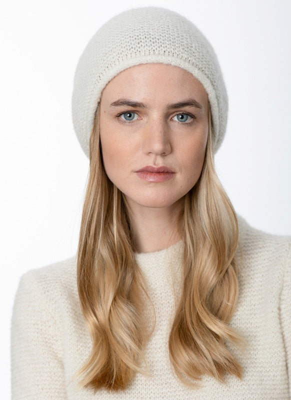 Bonnet Slouchy - bébé alpaga et laine – Ecru – Fisherman Out of Ireland