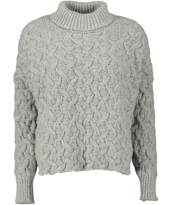 Pull d’Aran court et à col roulé – Gris Perle – McConnell - devant