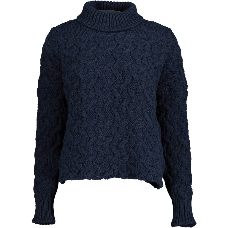 Pull d’Aran court et à col roulé – Bleu Marine – McConnell - devant